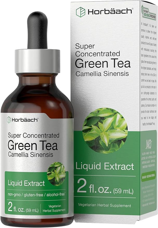 Horbäach Green Tea Extract Liquid | 2 Fl Oz | Alcohol Free, Vegetarian Tincture | Super Concentrated Supplement | Non-GMO, Gluten Free