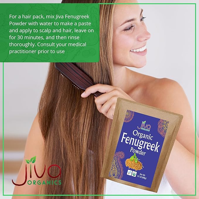 Jiva Organic Fenugreek Powder 1.5 LB Bulk Bag - Non-GMO, Gluten Free (Methi Powder, Fenogreco En Polvo) - Resealable Kraft Bag - Great for Hair or for Cooking