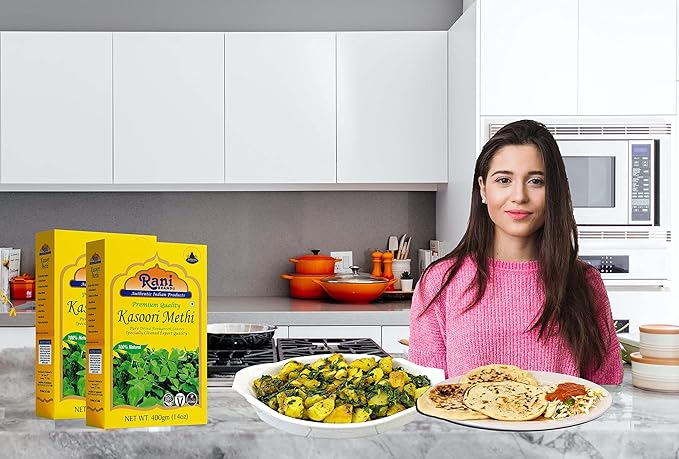 Rani Fenugreek Leaves Dried (Kasoori Methi) 14oz (400g) ~ All Natural | Vegan | Gluten Friendly | NON-GMO | Indian Origin