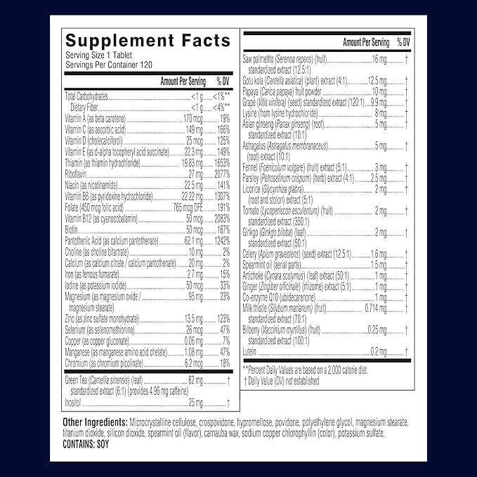 Swisse Ultivite Mens Daily Multivitamins | 50 Vitamins, Antioxidants and Minerals + Adaptogens | Energy, Stress & Immune Support | Mens Vitamins | 120 Tablets