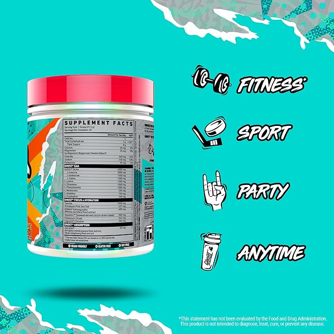 GHOST Intra Workout Powder, Orange Squeeze - BCAAs, & EAAs, Nootropics & Hydration - Essential & Branch Chain Amino Acids Supports Muscle Recovery & Focus - Pre, Intra & Post Workout Powders