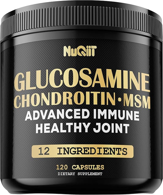 Glucosamine Chondroitin MSM with Immune & Joint Support Supplement 2000mg - Turmeric Curcumin Root, Boswellia, Elderberry, Echinacea & More - 120 Capsules - Bone Health, Flexibility & Strength Support