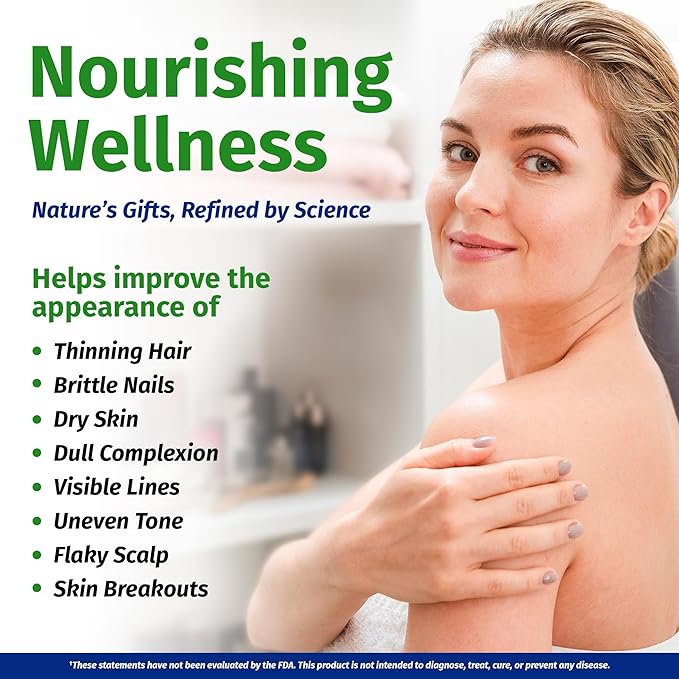 1 Body Hair Skin and Nails Vitamins with Biotin – Contains 26 Vitamins, Minerals and Herb Extracts – Hair and Nail Growth, Glowing Skin Supplements Formula for Men and Women – 60 Vegan Capsules