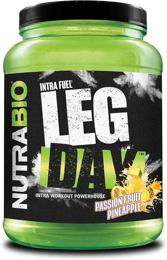 NutraBio Leg Day Intra Carb Supplement – Advanced Carbohydrate Complex – Amino Acid EAA/BCAA Formula – Electrolyte Blend for Recovery and Performance, Passion Fruit Pineapple, 20 Servings