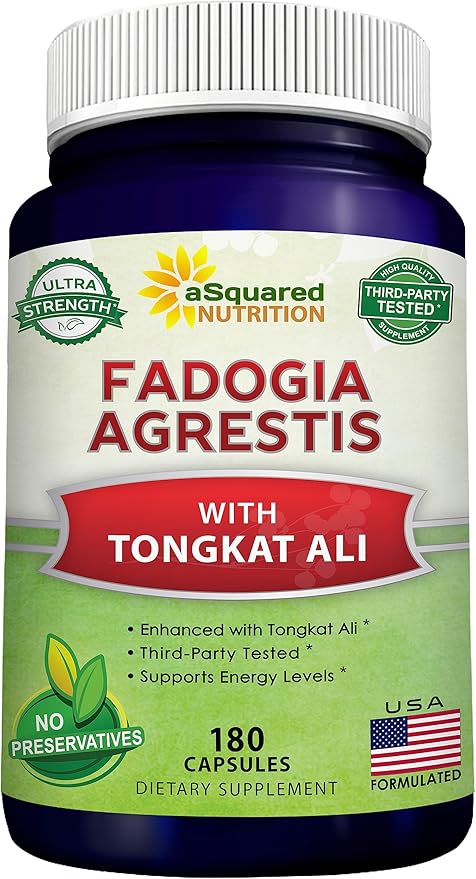 aSquared Nutrition Fadogia Agrestis 600mg and Tongkat Ali 400mg Supplement (180 Capsules) - Fadogia Agrestis Extract & Powder Complex Pills for Men & Women