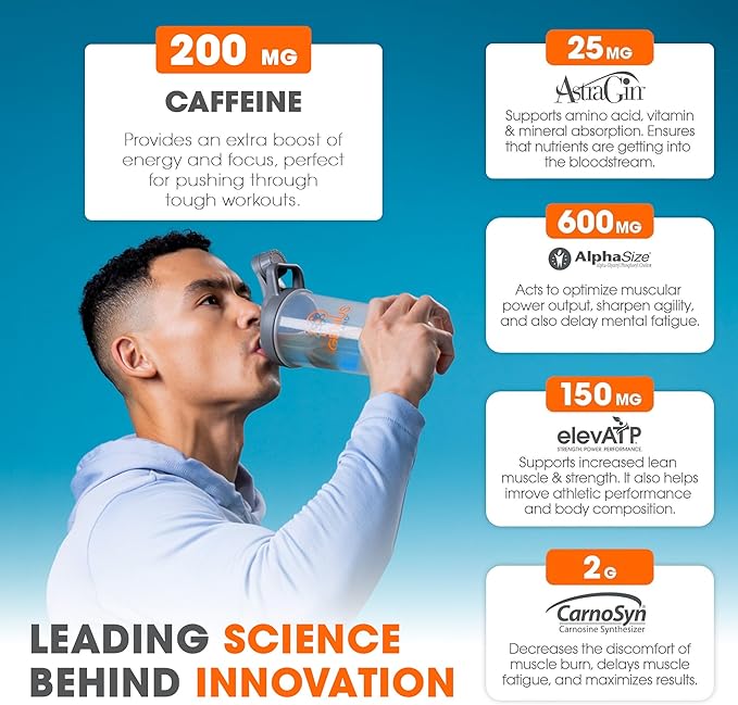 Genius Energized Pre Workout Powder – Caffeine Infused Pre-Workout Booster Supplement with Beta Alanine & Alpha GPC, No Artificial Sweeteners or Dyes - 200mg Caffeine, 20 Servings, Blue Raspberry