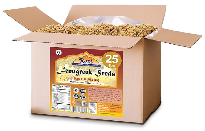 Rani Fenugreek (Methi) Seeds Whole 400oz (25lbs) 11.36kg Bulk Box, Trigonella foenum graecum ~ All Natural | Vegan | Gluten Friendly | Non-GMO | Indian Origin, used in cooking & Ayurvedic spice