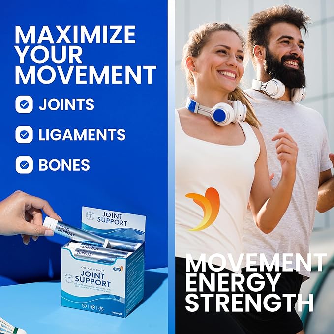 Swedish Nutra - Joint Support Shots I 2 Boxes, 60 Day Supply I 10,000 mg Collagen Type I, II & III I Glucosamine, MSM, Chondroitin, Turmeric I 100% Natural Flavour I Sugar-Free