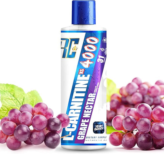Ronnie Coleman Signature Series L Carnitine XS 4000 Liquid, Stimulant Free, Sugar Free, Zero Carbs, Lean Muscle Strength Support for Men & Women, 16 Oz (16 oz, Grape Nectar (4000))