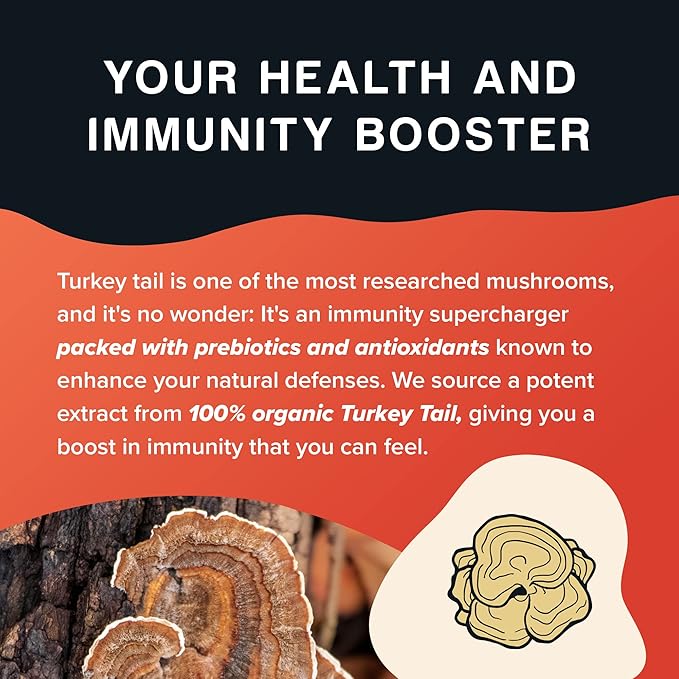 Rising Tide Turkey Tail Mushroom [4 OZ] Immunity Boosting Organic Mushroom Powder Packed with Prebiotics and Antioxidants - Nourishing, Highly Concentrated Mushroom Supplement - Vegan