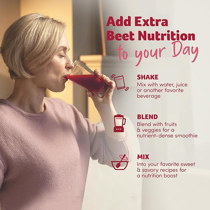 Purely Inspired Healthy Beets Superfood Powder, Unflavored - Super Beet Root Powder with Red Spinach Extract, Vitamin C & Zinc for Immune Support - Supports Nitric Oxide Production for Men & Women