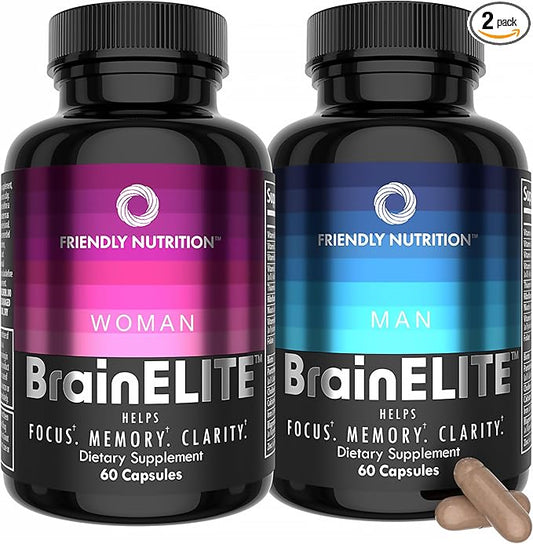 Nootropic Brain Supplements for Memory, Focus & Clarity - Advanced Brain Booster Capsules for Men & Women with Choline, DMAE, Phosphatidylserine and Bacopa (60Ct 2pack)