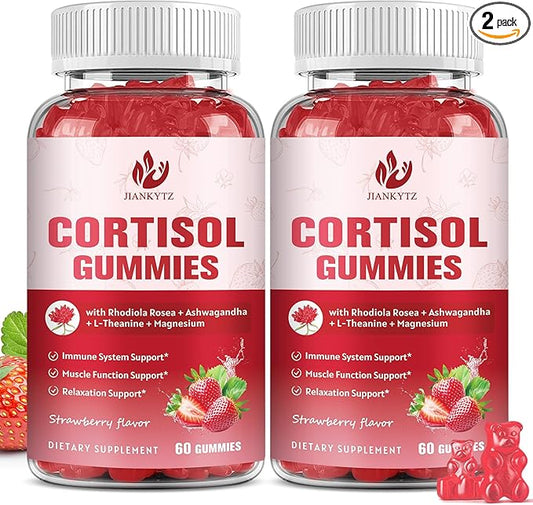 (2 Pack) Cortisol Supplement Gummies for Women with Rhodiola Rosea, Ashwagandha, Magnesium, Balanced Cortisol, Zzz Support, Non-GMO,120 Gummies
