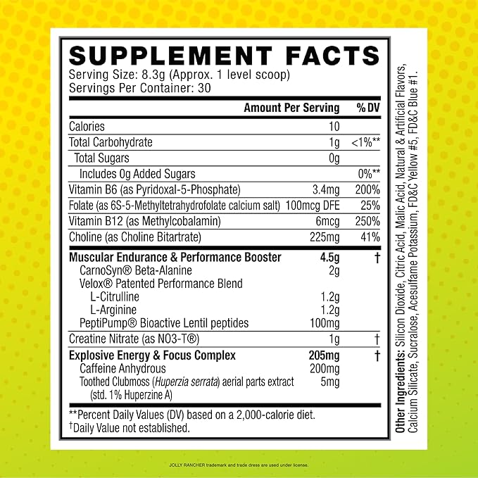 Cellucor C4 Original Pre Workout – Jolly Rancher Green Apple - Pre-Workout for Endurance, Focus & Performance with 200mg Caffeine, Beta-Alanine, Creatine Nitrate, L-Arginine & PeptiPump – 30 Servings