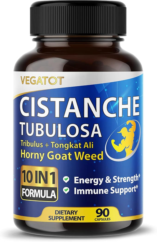 VEGATOT 10 in 1 High Strength Cistanche Tubulosa Tribulus Terrestris Horny Goat Weed Concentrated Boost Energy Stamina Strength - Made in The USA
