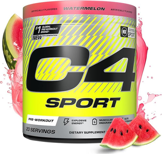 Cellucor C4 Sport Pre Workout Powder - NSF Certified for Sport - Elite Hydration - 200mg Caffeine + Creatine + Beta-Alanine - Electrolytes and Energy Supplement - Watermelon, 20 Servings