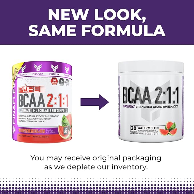 FINAFLEX Pure BCAA 2:1:1, Watermelon - 9.7 oz - Promotes Strength, Recovery & Performance - with 2:1:1 Ratio of Leucine, Isoleucine & Valine + Vitamin C - 30 Servings