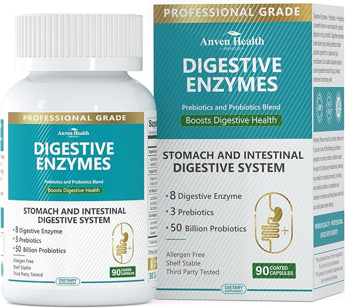 Digestive Enzymes with Probiotics & Prebiotics for Women Men – Probiotic Multi Enzyme for Digestive Health, Constipation, Gas, Bloating Relief & Gut Support | 90 Capsules