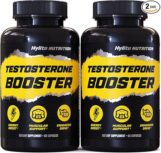 Testosterone Booster - Testosterone Supplement for Men - Male Enhancing Pills for Muscle Growth, Libido, Stamina, Strength - Tongkat Ali Muscle Builder Workout Supplement - Total T Test Boost - 2 PACK