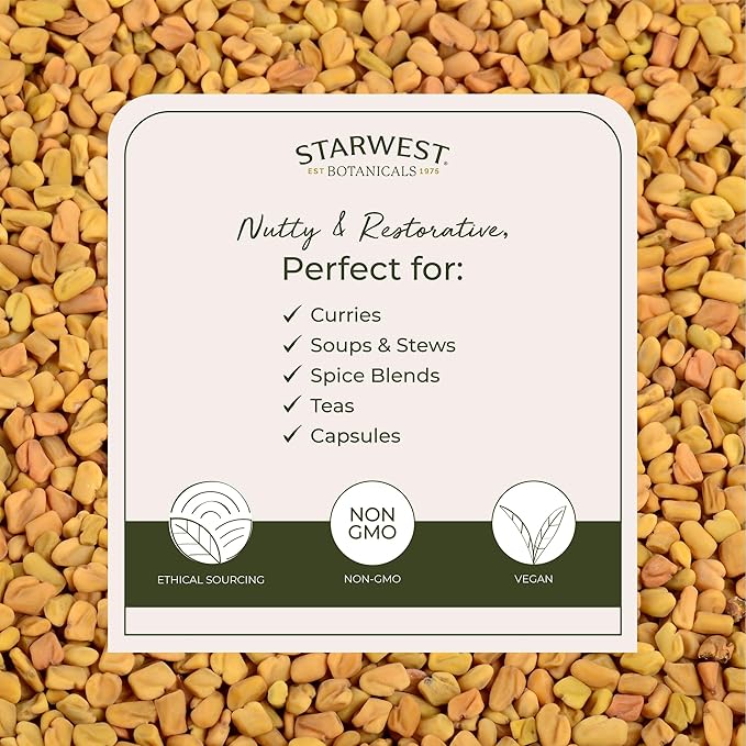 Starwest Botanicals Organic Whole Fenugreek Seed, 1 Pound Bulk Spice