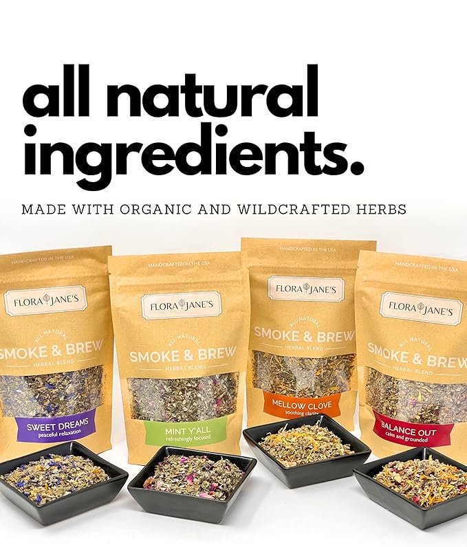 Herbal Blend for Smoke and Tea - Smoke & Brew Sweet Dreams for Relaxation and Sleep - Lavender and Chamomile - Organic and Wildcrafted Herbs - 1oz