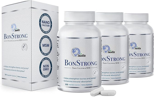 Nano Calcium Supplements for Bone Health 3X 120 Capsules with MSM Made in USA-Calcium Supplements Women, Vitamin D3 with Calcium Supplement for Men, Bone Support, Vitamins for Bones and Joints