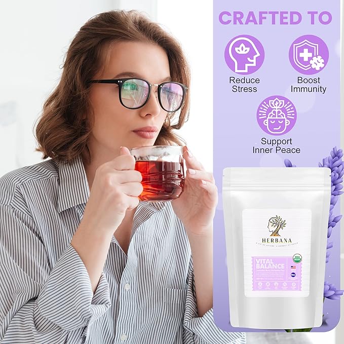 Herbana Berberine Tea – Organic, Caffeine-Free, Antioxidant-Rich Herbal Barberry Blend for a Refreshing and Enjoyable Tea Experience – 28 Tea Bags (Lavender Berry)