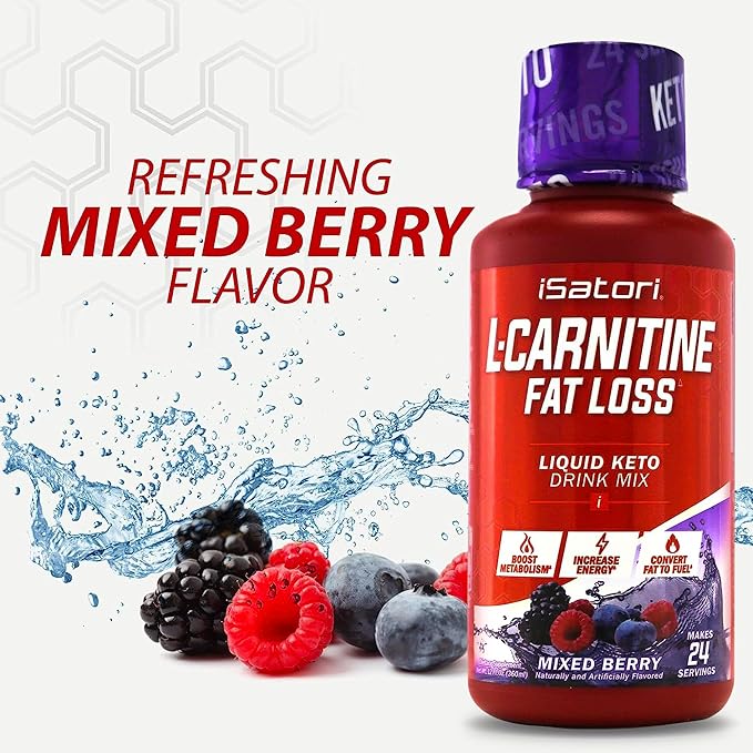 iSatori L-Carnitine 1500, Triple-Blend Liquid L Carnitine Supplement, with Acetyl & Tartrate, Stimulant Free Energy, No Calories, Sugar or Gluten, Keto-Friendly, Mixed Berry Flavor (24 Servings)