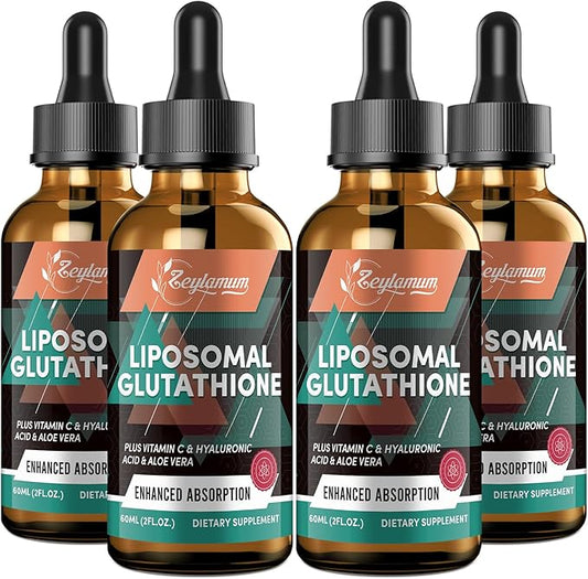 2000MG Liposomal Glutathione Liquid Drops, Enhanced Absorption, Glutathione Supplement, with Vitamin C, Hyaluronic Acid & L-Glutathione, Antioxidant Supplement - Liver Detox, Radiant Skin, 8.08 OZ