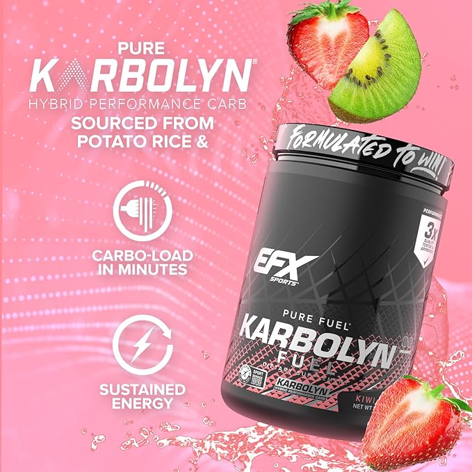 EFX Sports Karbolyn Fuel | Fast-Absorbing Carbohydrate Powder | Carb Load, Sustained Energy, Quick Recovery | Stimulant Free | 18 Servings (Kiwi Strawberry)