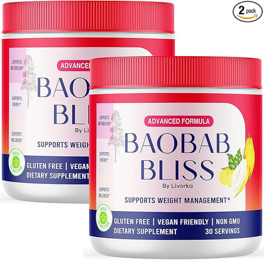 (2 Pack) Baobab Bliss Powder, Baobab Bliss Organic Powder, Baobab Bliss Powder All Natural Fiber Supplement, Baobab Bliss Fruit Powder, Baobab Bliss Powder Organic Review, 60 Servings For 2 Months