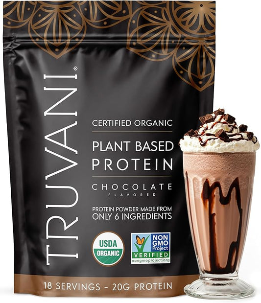 Truvani Vegan Pea Protein Powder | Chocolate | 20g Organic Plant Based Protein | 18 Servings | Keto | Gluten & Dairy Free | Low Carb | No Added Sugar