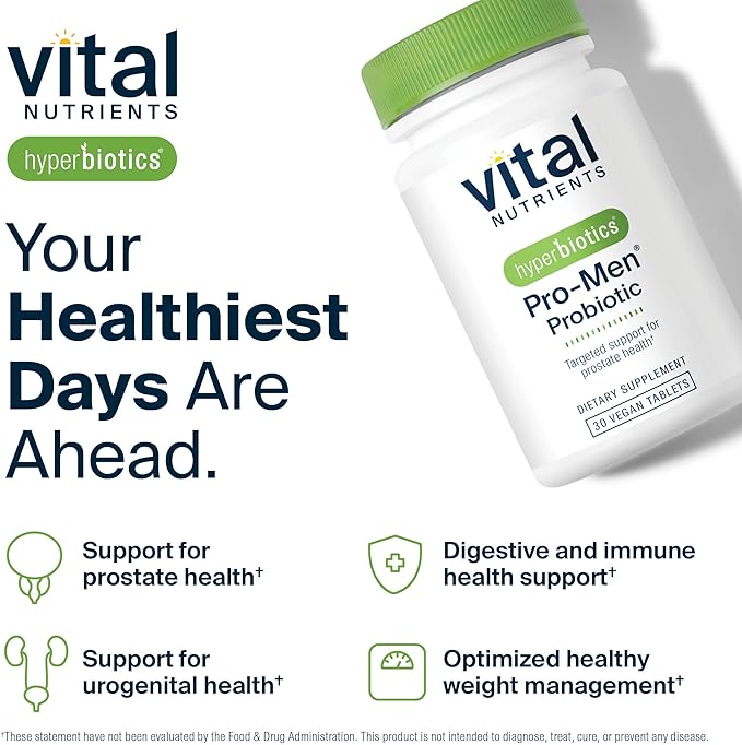 Hyperbiotics Vital Nutrients Pro Men Probiotics | Advanced Probiotics for Men | Clinically Studied for Prostate Health, Digestive Balance and Gut Health* | Gluten, Dairy, Soy Free | 30 Vegan Tablets