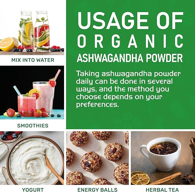 Jiva Organics Ashwagandha Root Powder 1.25 Pound (20oz) - Raw, Pure, Non-GMO, Lab Tested