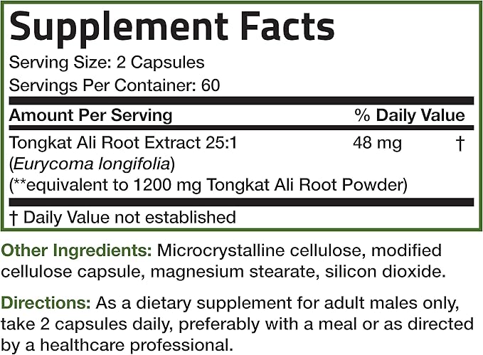 Bronson Longjack Tongkat Ali Extra Strength, 120 Vegetarian Capsules