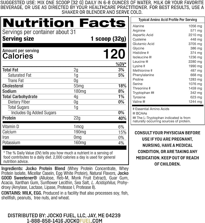 Jocko Fuel Mölk Whey Protein Powder 22g Protein - Low Sugar Monk Fruit Blend - Muscle Recovery & Growth, Packaging May Vary (31 Servings, Vanilla Milkshake)