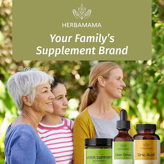 HERBAMAMA Liver Support Tincture - Vegan Liver Detox Liquid Drops with Milk Thistle, Dandelion Root & Chanca Piedra - Non-GMO, Alcohol & Sugar-Free Liquid Cleanse Supplement, 42-Day Supply