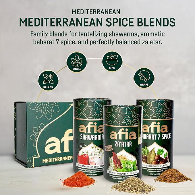 Afia Shawarma Seasoning | Mediterranean Spice Blend for Shawarma, Garlic Sauce (Toum), Flatbreads, Kebab, Kofta & Grilled Meat | Bold Middle Eastern Flavor with Cumin & Coriander | 2.2oz