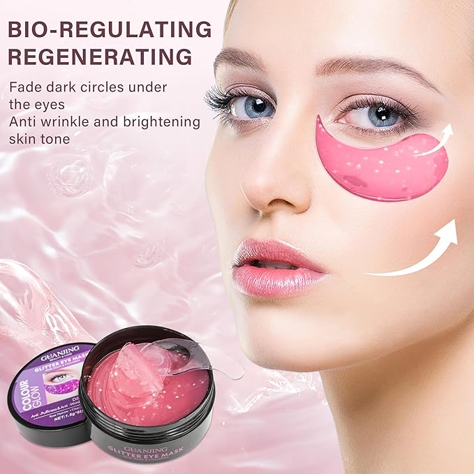 Under Eye Mask (30 Pairs),Under Eye Patches for Dark Circles,Puffiness and Eye Fatigue,Shimmering Eye Masks with Hyaluronic Acid Niacinamide,For Women and Men, Anti-Aging Eye Masks (Pink)