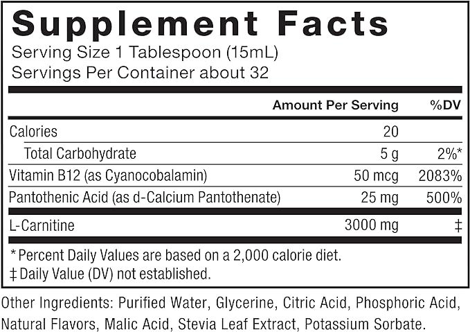 Force Factor L Carnitine Supplement, Liquid L-Carnitine 3000 mg to Help Turn Fat Into Energy, Support Muscle Recovery, and Boost Cellular Energy, Maximum Strength, Non-GMO, Orange Flavor, 16 Oz.