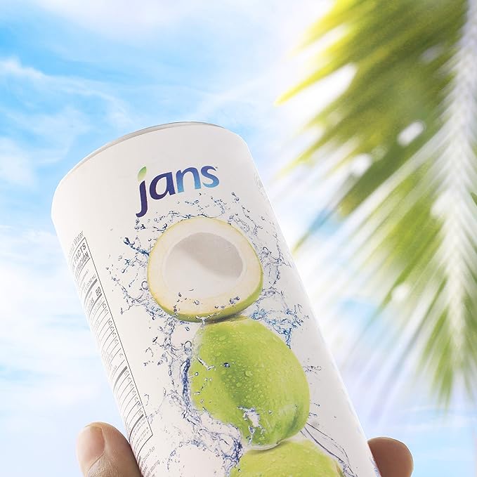 Coconut Water with Pulp, Coconut Water Bulk Pack16.5 Ounce (Pack of 12) by Jans | 100% Pure & NO Sugar Added, Non-GMO, Not From Concentrate | Refreshing Taste of the Tropics, Agua de Coco
