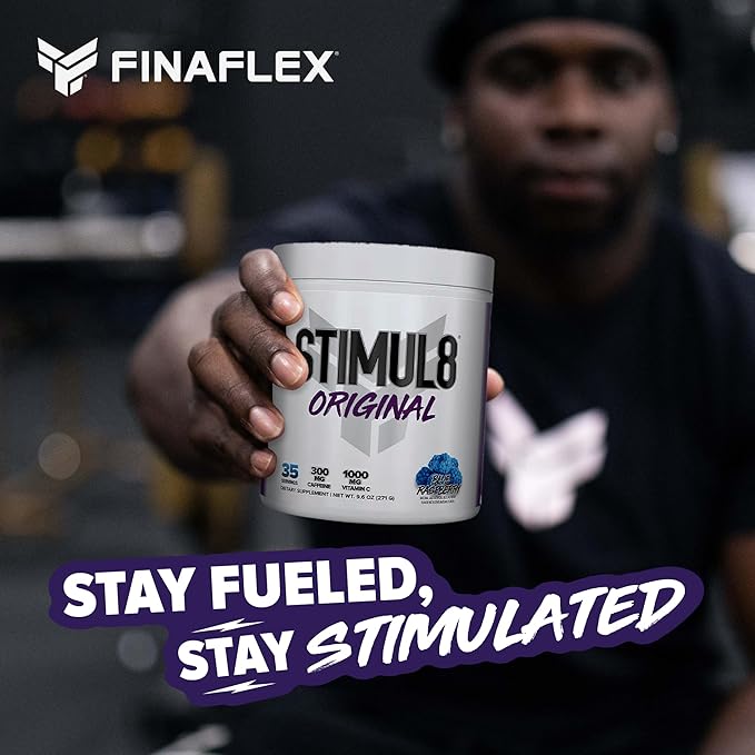 FINAFLEX STIMUL8 Original Pre-Workout, Blue Raspberry - Energy, Strength & Endurance for Men & Women - with Caffeine, Beta-Alanine & Vitamin C - 35 Servings