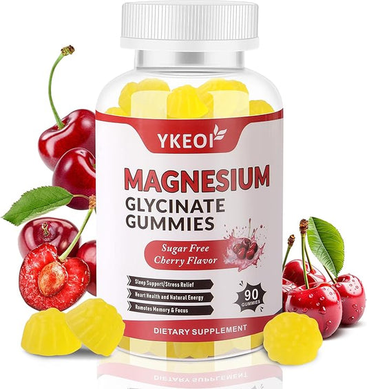 Magnesium Glycinate Gummies 500 Mg,Sugar Free Magnesium Supplement Triple Magnesium Complex with Malate,Citrate, +Ashwagandha, Vitamin C D3 B6,Magnesium Supplement for Adults- 90 Gummies