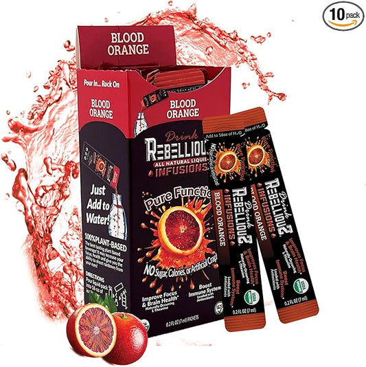 Blood 0range 0 Calorie Organic Drink Mix – Sugar Free, Loaded with Antioxidants, L-Theanine, and Natural Caffeine – 10 Count