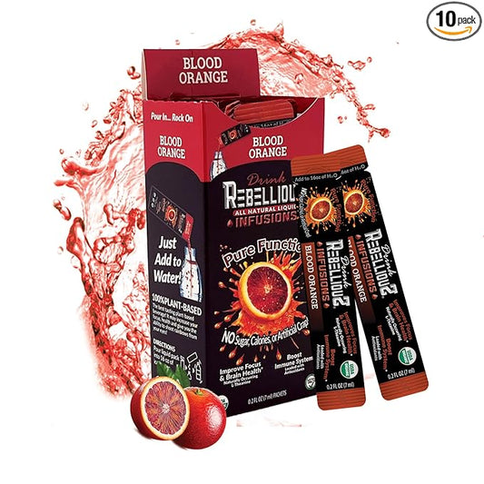 Blood 0range 0 Calorie Organic Drink Mix – Sugar Free, Loaded with Antioxidants, L-Theanine, and Natural Caffeine – 10 Count