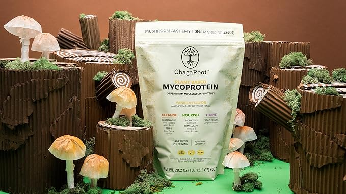 Mycoprotein Mushroom Protein Powder - Vegan Protein, Plant Based, Superfood, Master Blend of Chaga, Reishi, Turkey Tail, Shiitake, Lions Mane - Vanilla (1.76 lb)