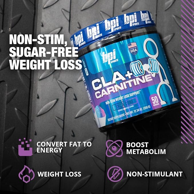 BPI Sports CLA + Carnitine – Conjugated Linoleic Acid – Performance, Lean Muscle – Caffeine Free – For Men & Women – Snow Cone – 50 servings – 12.34 oz.