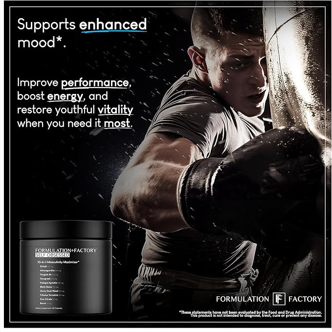 Self Obsessed 10 in 1 Masculinity Maximizer Supplement, Shilajit for Men, Tongkat Ali, Ashwaganda, Fenugreek & More, Muscle Growth, Energy Management, Strength, Recovery 4-Month Supply (Pack of 2)