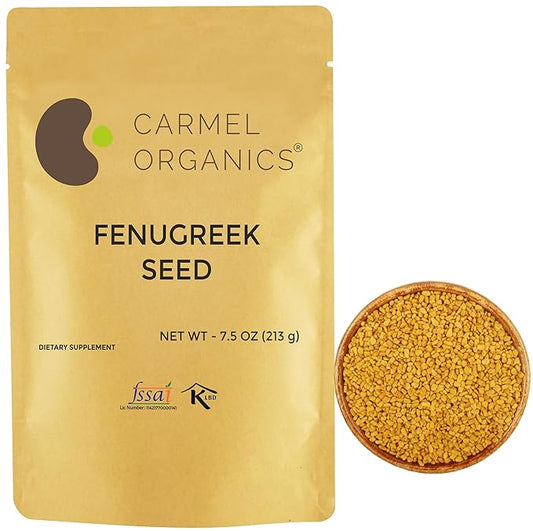 Fenugreek Seeds Whole – 7.5 Ounce | Natural | Non-GMO | Perfect for Cooking, Herbal Remedies & DIY Beauty, No Added Preservatives & Additives, By CARMEL ORGANICS