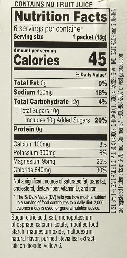 Gatorade Gatorlyte Powder Cherry Lime, 16.9oz, (Pack of 6)
